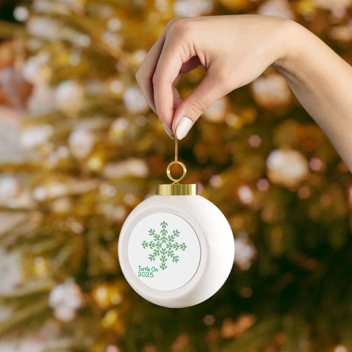 2025 Limited Edition - Christmas Ornament – Blue Orange Ribbon - Poinsettia & Candle Holiday Ball