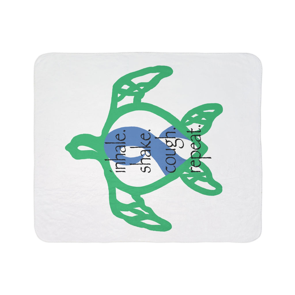 Sea Turtle Sherpa Blanket — “inhale. shake. cough. repeat.” Cozy Ocean Throw for Beach Lovers