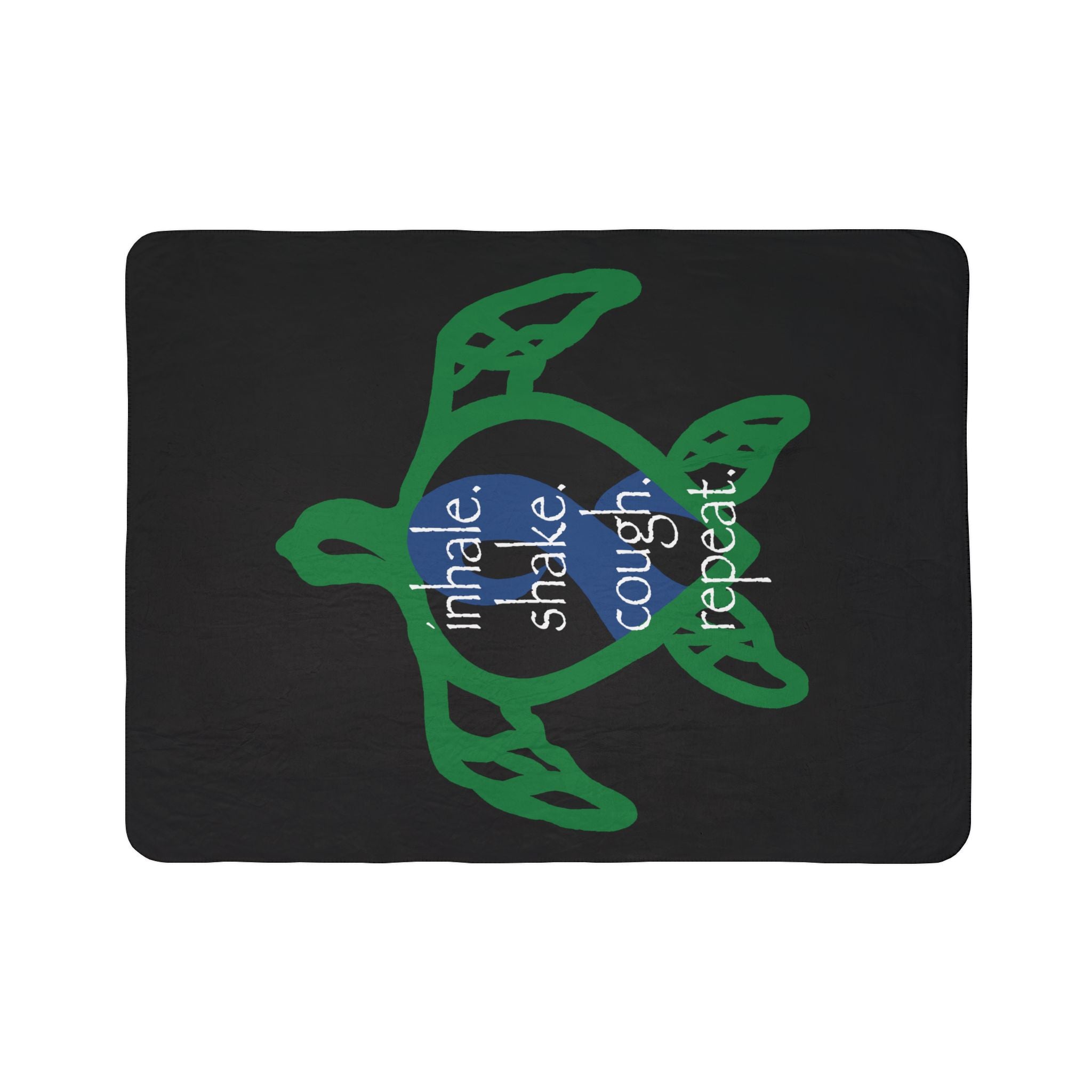 Sea Turtle Sherpa Blanket — “inhale. shake. cough. repeat.” Cozy Ocean Throw for Beach Lovers
