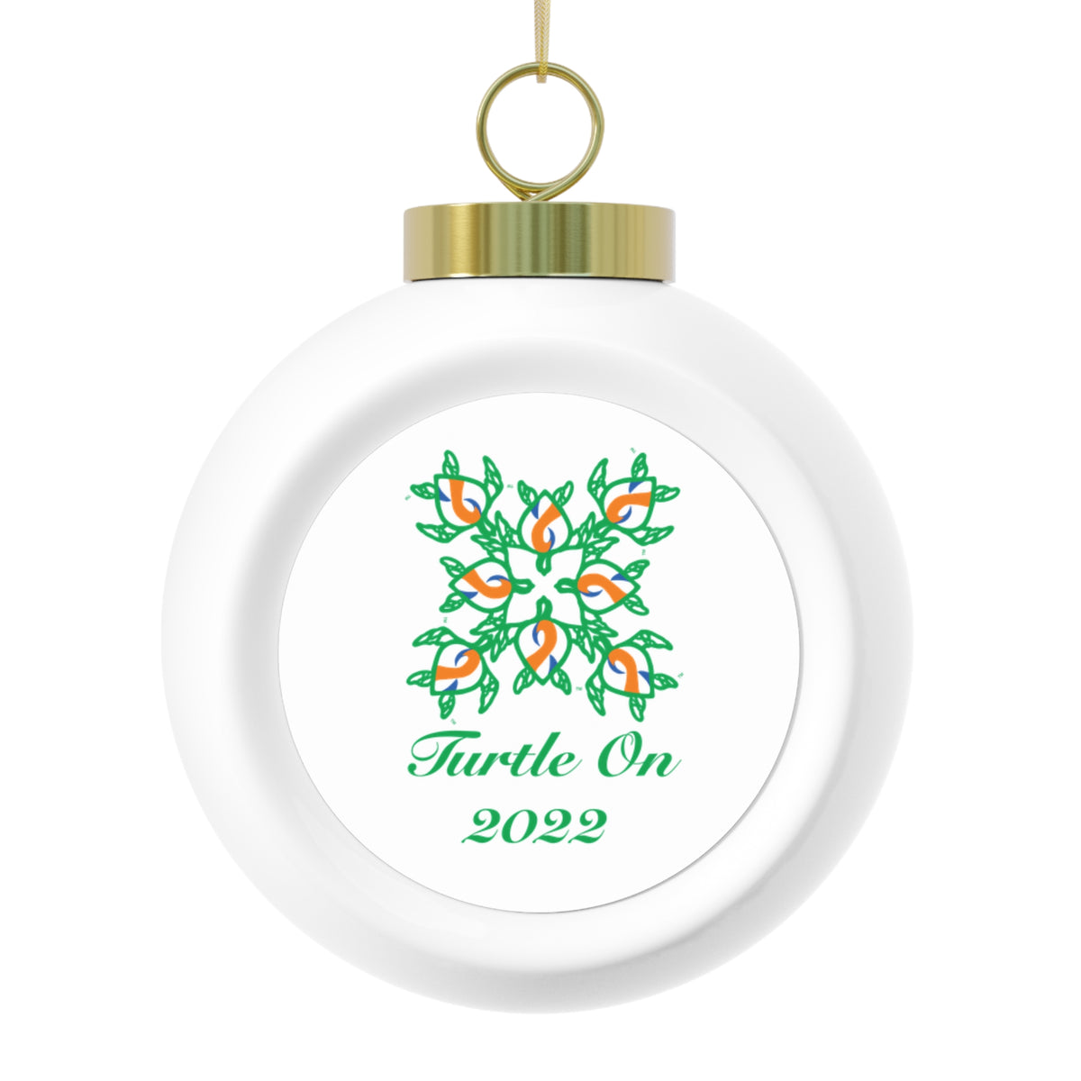 2022 Limited Edition - Christmas Ornament – Blue Orange Ribbon - Poinsettia & Candle Holiday Ball