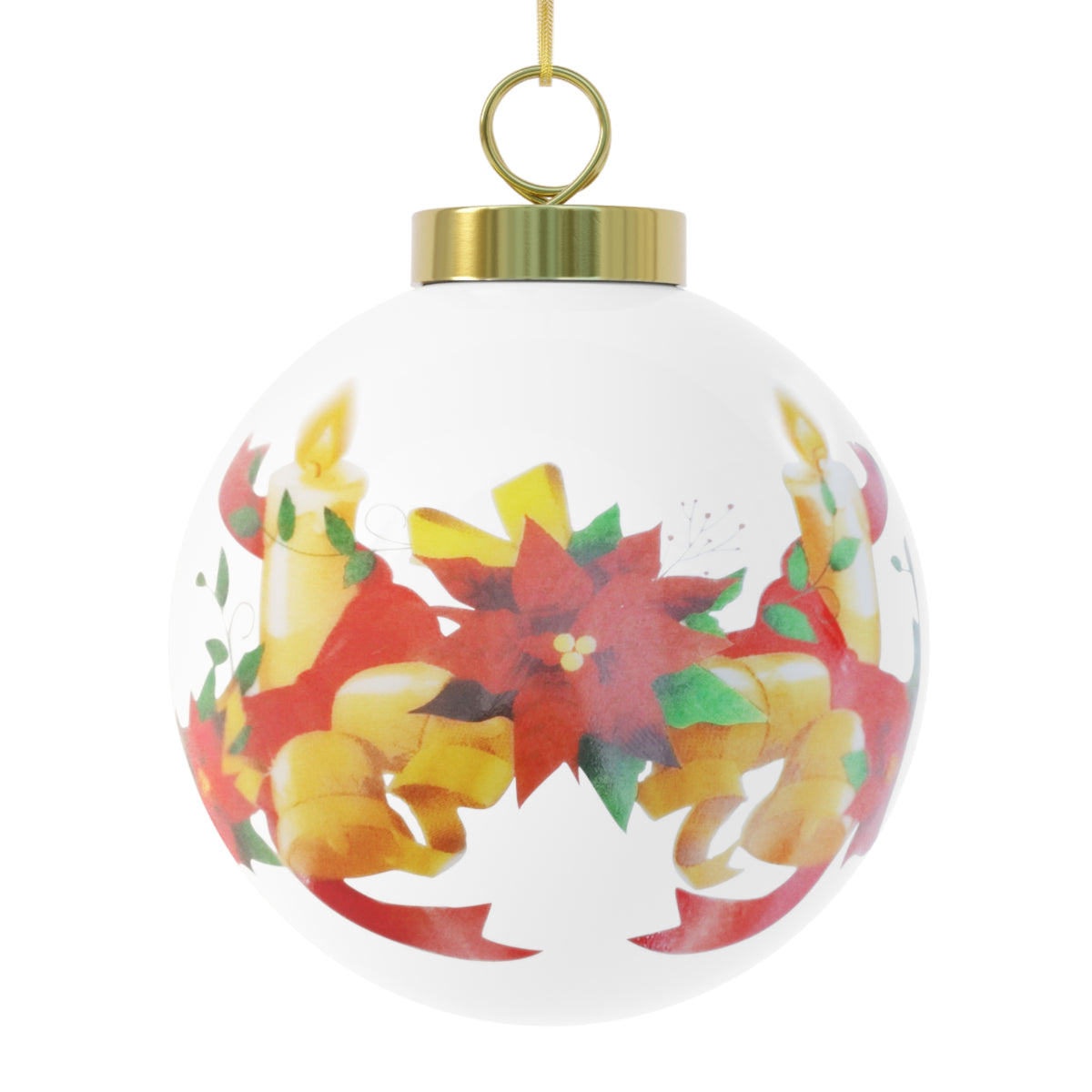 Turtle On 2026 Christmas Ornament – Poinsettia & Candle Holiday Ball