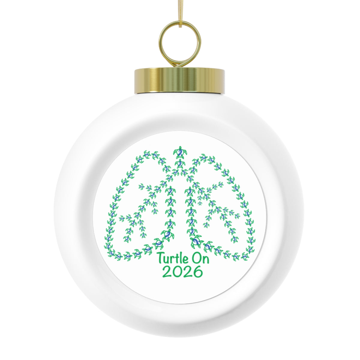 Turtle On 2026 Christmas Ornament – Poinsettia & Candle Holiday Ball