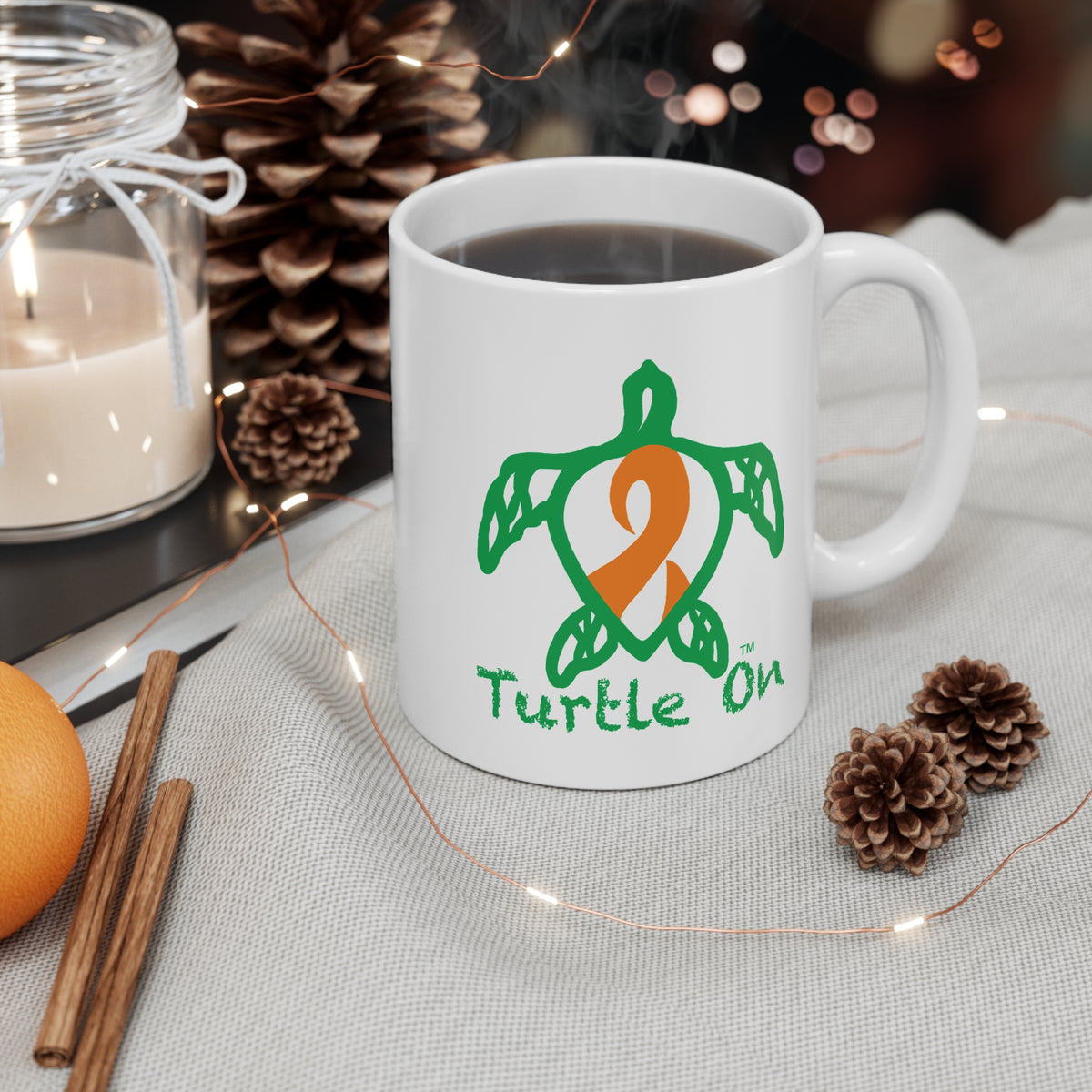 Mug -Turtle On - 1 Orange and 1 Blue Ribbon - 11oz