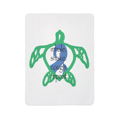 Sea Turtle Sherpa Blanket — “inhale. shake. cough. repeat.” Cozy Ocean Throw for Beach Lovers