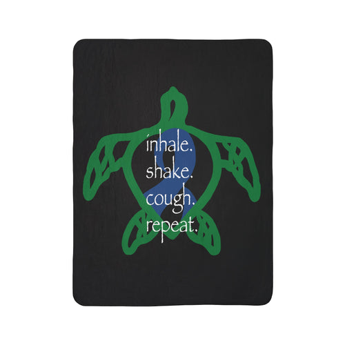 Sea Turtle Sherpa Blanket — “inhale. shake. cough. repeat.” Cozy Ocean Throw for Beach Lovers