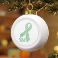 2024 Limited Edition - Christmas Ornament – Blue Orange Ribbon - Poinsettia & Candle Holiday Ball