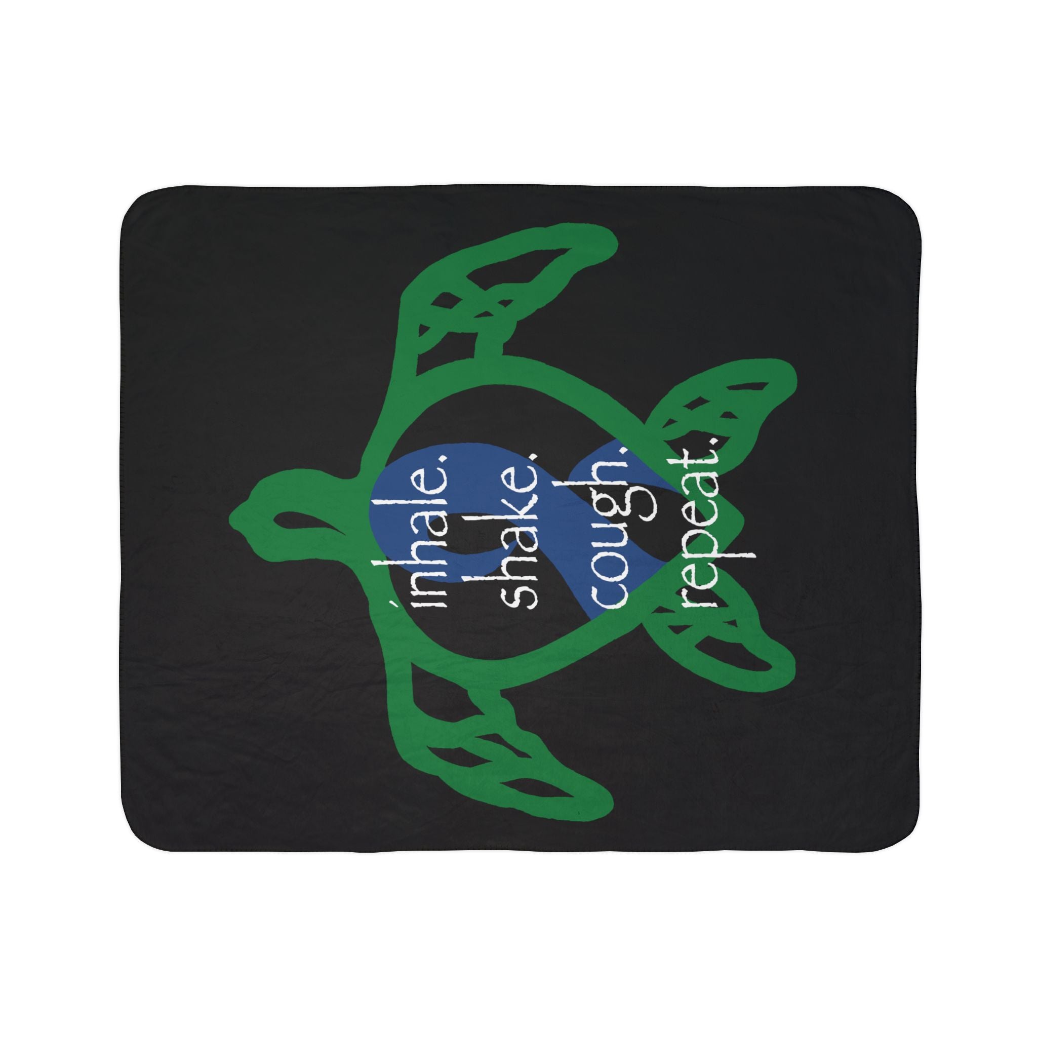 Sea Turtle Sherpa Blanket — “inhale. shake. cough. repeat.” Cozy Ocean Throw for Beach Lovers