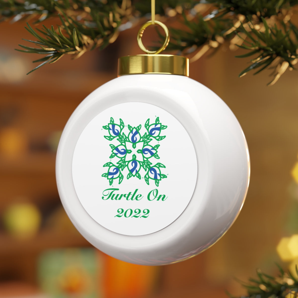 2022 Limited Edition - Christmas Ornament – Blue Ribbon - Poinsettia & Candle Holiday Ball